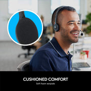 Logitech H111 3.5mm Wired Stereo Headset with 180° Rotating Microphone - Black - SWIFT PERIPHERALS981-000588