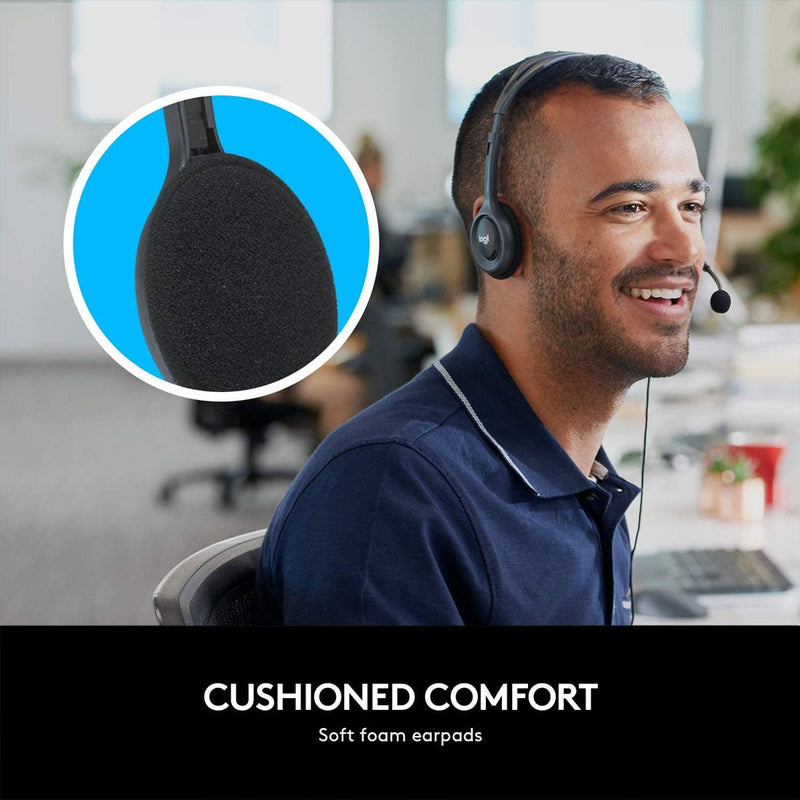Logitech H111 3.5mm Wired Stereo Headset with 180° Rotating Microphone - Black - SWIFT PERIPHERALS981-000588