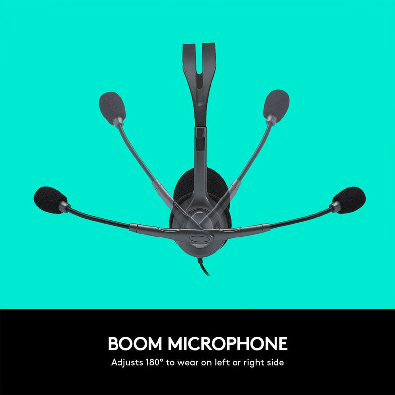 Logitech H111 3.5mm Wired Stereo Headset with 180° Rotating Microphone - Black - SWIFT PERIPHERALS981-000588