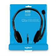 Logitech H111 3.5mm Wired Stereo Headset with 180° Rotating Microphone - Black - SWIFT PERIPHERALS981-000588