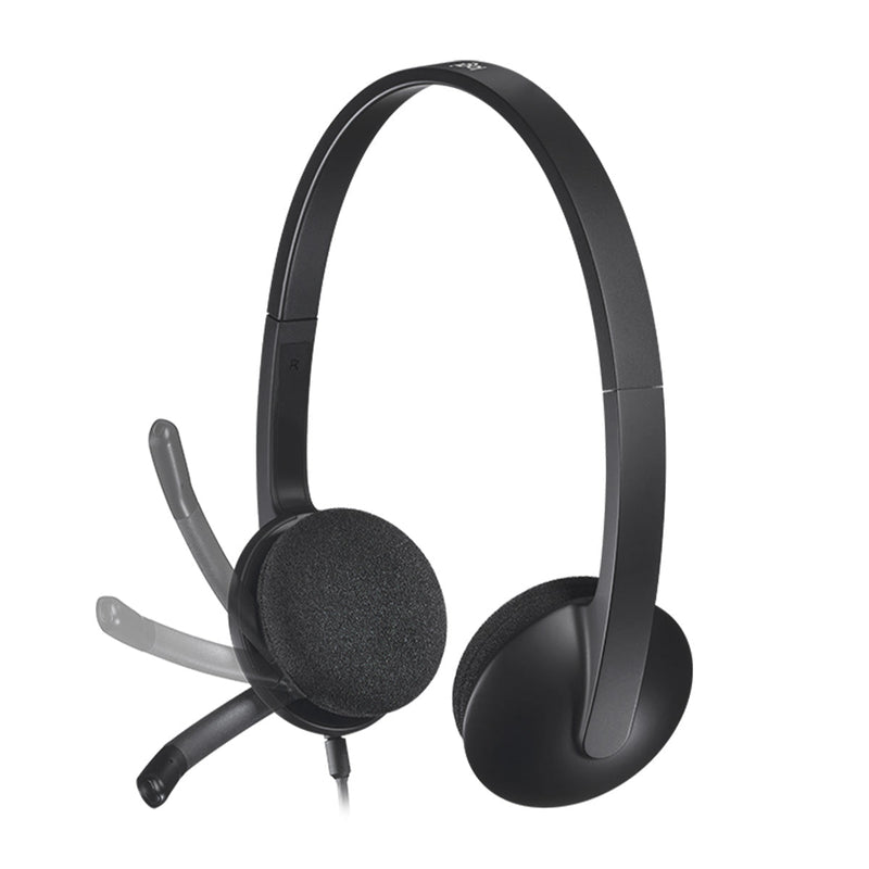 Logitech H340 USB Wired Headphone with Noise Cancelling Rotatable Mic - Black - SWIFT PERIPHERALS981-000476