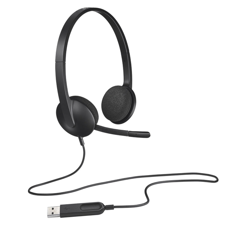 Logitech H340 USB Wired Headphone with Noise Cancelling Rotatable Mic - Black - SWIFT PERIPHERALS981-000476