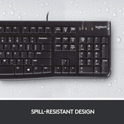 Logitech K120 Corded USB Keyboard with Spill Resistant Design - Black - SWIFT PERIPHERALS920-008819