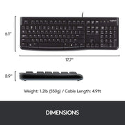 Logitech K120 Corded USB Keyboard with Spill Resistant Design - Black - SWIFT PERIPHERALS920-008819