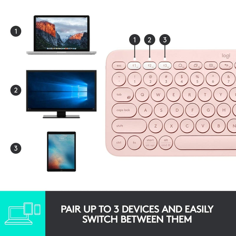 Logitech K380 Bluetooth Wireless Multi - Device Black Keyboard with Up to 3 Devices Connectivity and 2 Year Battery Life - SWIFT PERIPHERALS920-007596