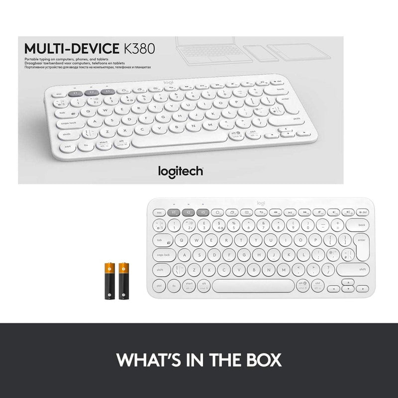 Logitech K380 Bluetooth Wireless Multi - Device Black Keyboard with Up to 3 Devices Connectivity and 2 Year Battery Life - SWIFT PERIPHERALS920-007596