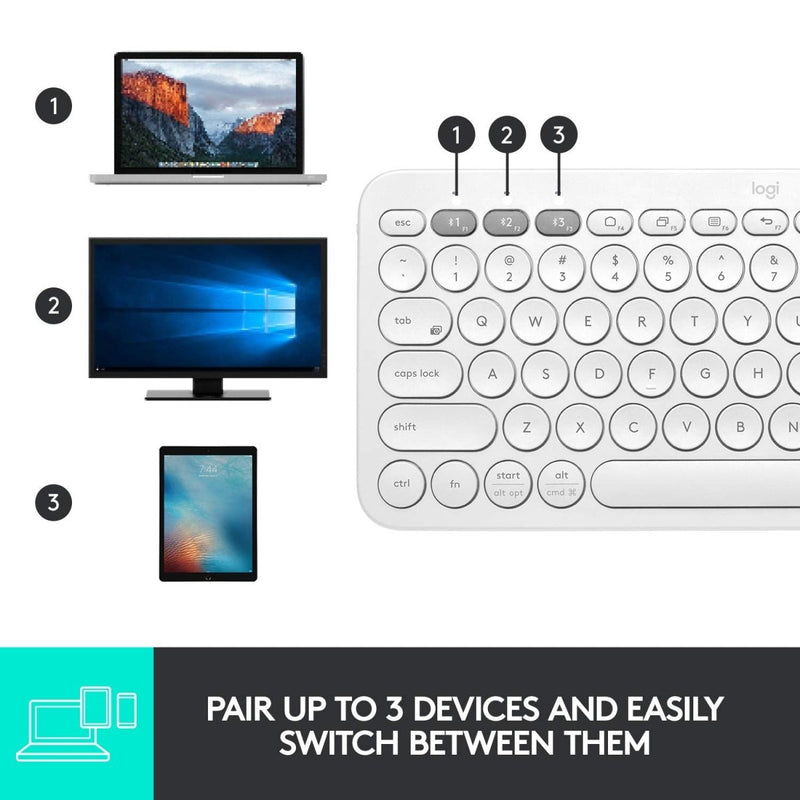 Logitech K380 Bluetooth Wireless Multi - Device Black Keyboard with Up to 3 Devices Connectivity and 2 Year Battery Life - SWIFT PERIPHERALS920-007596