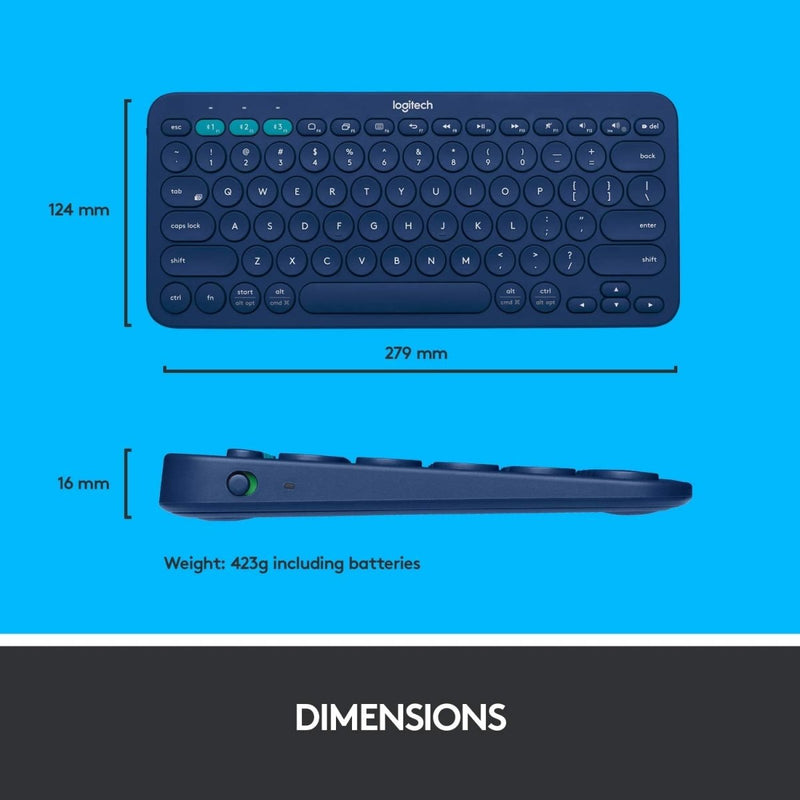 Logitech K380 Bluetooth Wireless Multi - Device Black Keyboard with Up to 3 Devices Connectivity and 2 Year Battery Life - SWIFT PERIPHERALS920-007596