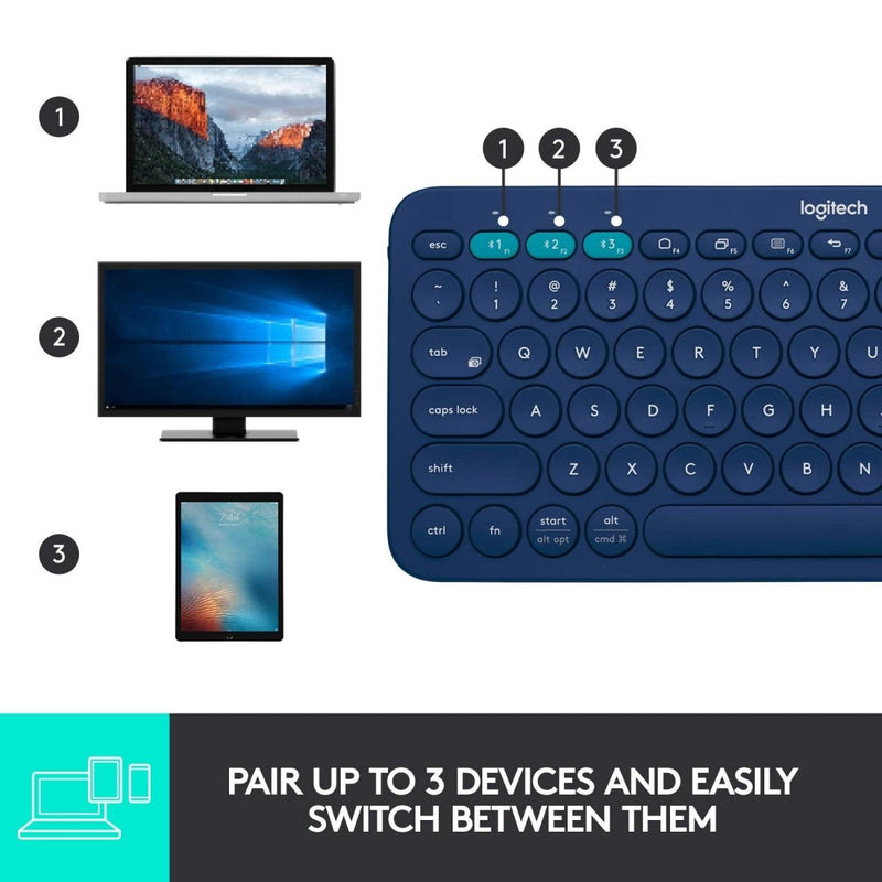Logitech K380 Bluetooth Wireless Multi - Device Black Keyboard with Up to 3 Devices Connectivity and 2 Year Battery Life - SWIFT PERIPHERALS920-007596