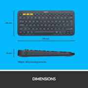 Logitech K380 Bluetooth Wireless Multi - Device Black Keyboard with Up to 3 Devices Connectivity and 2 Year Battery Life - SWIFT PERIPHERALS920-007596