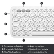 Logitech K380 Bluetooth Wireless Multi - Device Off - White Keyboard with Up to 3 Devices Connectivity and 2 Year Battery Life - SWIFT PERIPHERALS920-009580