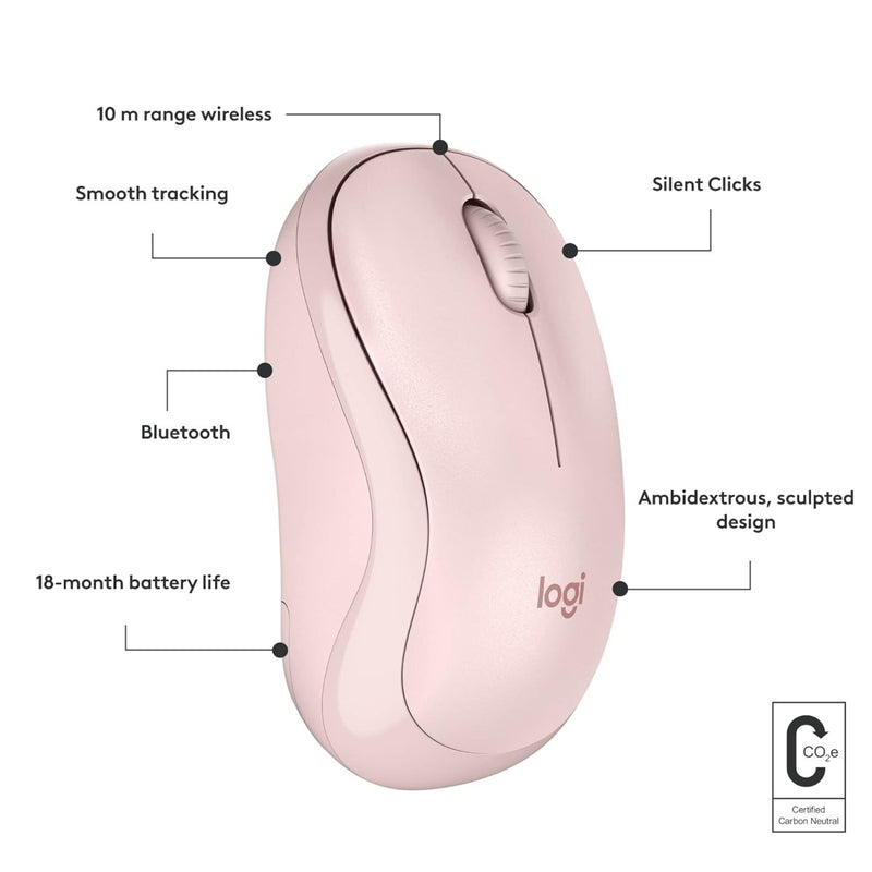LOGITECH M240 SILENT BLUETOOTH MOUSE, WIRELESS ROSE - SWIFT PERIPHERALS1089758