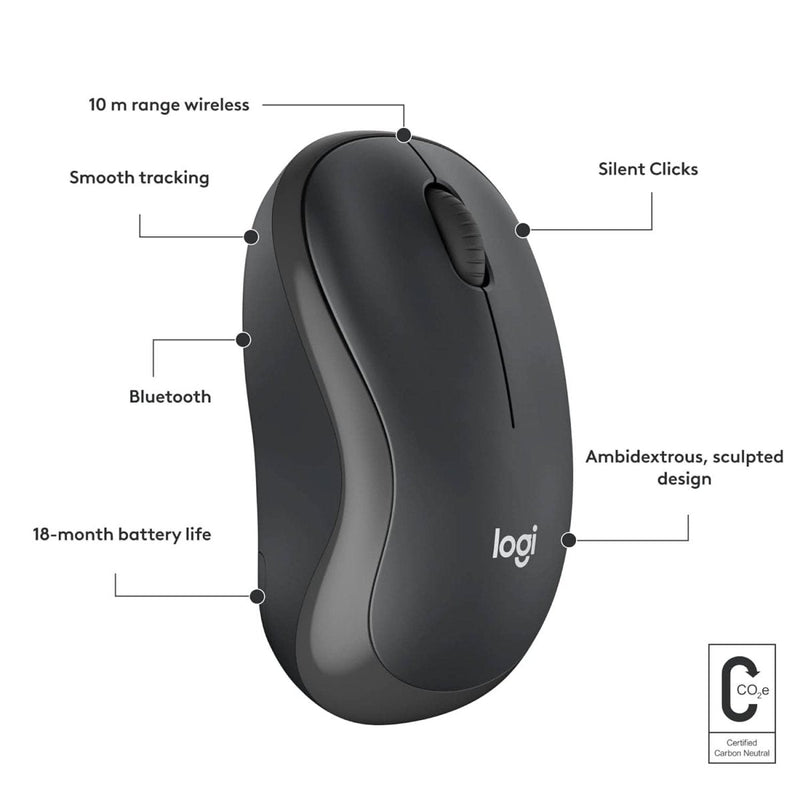 LOGITECH M241 SILENT BLUETOOTH MOUSE - GRAPHITE - SWIFT PERIPHERALS1090720