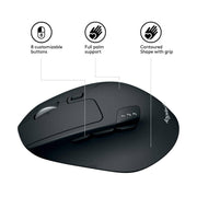 Logitech M720 Triathlon Multi - Device Optical 2.4 GHz Wireless Bluetooth Mouse - Black - SWIFT PERIPHERALSM720