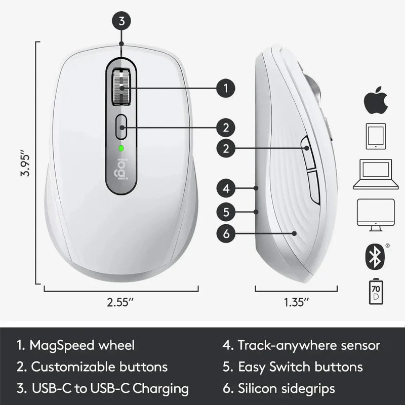 Logitech Master Series MX Anywhere 3 for Mac Wireless Mouse - SWIFT PERIPHERALS‎910-005995