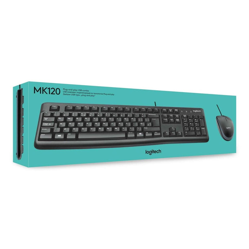 LOGITECH MK120 WIRED USB KEYBOARD AND MOUSE COMBO - SWIFT PERIPHERALS100940