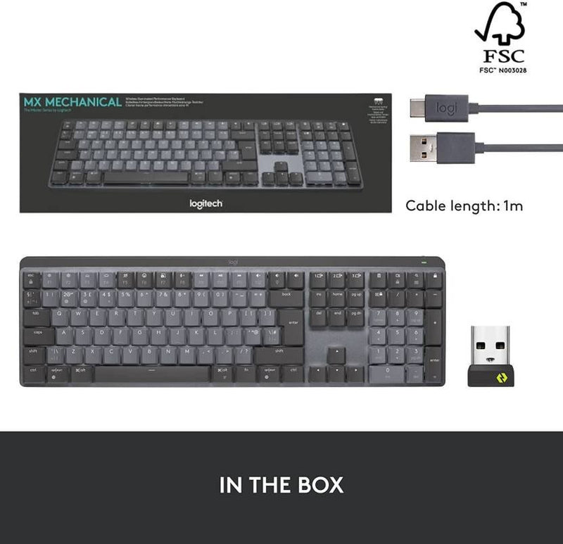 LOGITECH MX KEYS MECHANICAL WIRELESS MULTI - DEVICE KEYBOARD (BLACK, DARK GREY) - SWIFT PERIPHERALS1087820