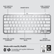 Logitech MX Keys Mini for Mac Minimalist Wireless Illuminated Keyboard - Pale Gray - SWIFT PERIPHERALS920-010528
