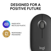LOGITECH PEBBLE MOUSE 2 M350S SLIM BLUETOOTH WIRELESS MOUSE GRAPHITE - SWIFT PERIPHERALS1091979