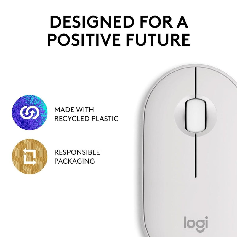 LOGITECH PEBBLE MOUSE 2 M350S SLIM BLUETOOTH WIRELESS MOUSE WHITE - SWIFT PERIPHERALS1093319