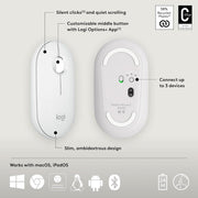 LOGITECH PEBBLE MOUSE 2 M350S SLIM BLUETOOTH WIRELESS MOUSE WHITE - SWIFT PERIPHERALS1093319