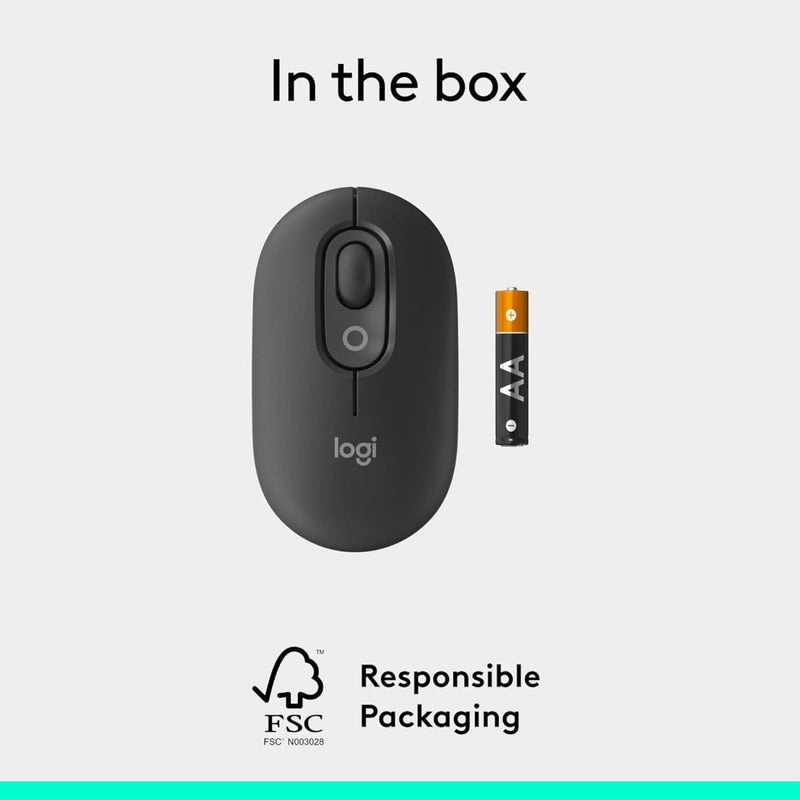 LOGITECH POP ICON COMPACT AND PORTABLE WIRELESS BLUETOOTH MOUSE - GRAPHITE - SWIFT PERIPHERALS1090737