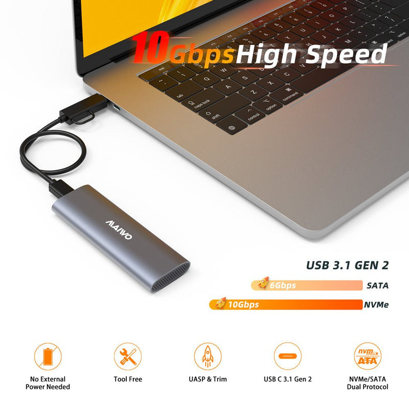 MAIWO K1689 USB Tool - Free M.2 SATA & NVMe SSD Enclosure - Blue - SWIFT PERIPHERALSK1689