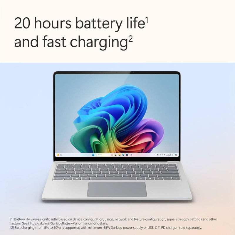 MICROSOFT NEW SURFACE LAPTOP (7TH EDITION) - WINDOWS 11 HOME COPILOT + PC - 13.8 LCD PIXELSENSE TOUCHSCREEN - QUALCOMM SNAPDRAGON X PLUS (10 CORE) - 16GB RAM - 256GB SSD - PLATINUM - ZGJ - 00023 - SWIFT PERIPHERALSMicrosoft-0001