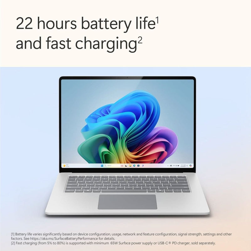 MICROSOFT NEW SURFACE LAPTOP (7TH EDITION) - WINDOWS 11 HOME COPILOT + PC - 15 LCD PIXELSENSE TOUCHSCREEN - QUALCOMM SNAPDRAGON X ELITE (12 CORE) - 16GB RAM - 256GB SSD - PLATINUM - ZHG - 00023 - SWIFT PERIPHERALSMicrosoft-0008