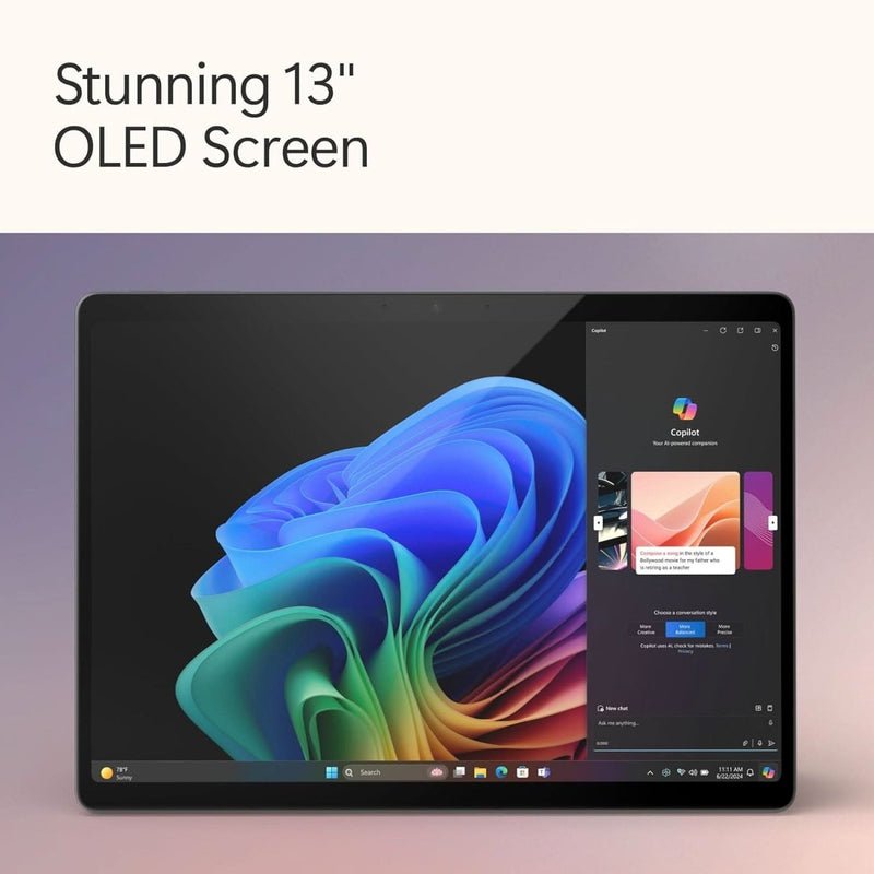 MICROSOFT NEW SURFACE PRO (11TH EDITION) - WINDOWS 11 HOME COPILOT + PC - 13 OLED PIXELSENSE TOUCHSCREEN - QUALCOMM SNAPDRAGON X ELITE (12 CORE) - 16GB RAM - 512GB SSD - BLACK - ZIA - 00031 - SWIFT PERIPHERALSMicrosoft-0014