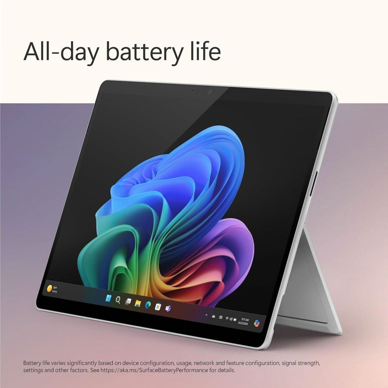 MICROSOFT NEW SURFACE PRO(11TH EDITION) WI - FI - WINDOWS 11 HOME COPILOT + PC - 13" OLED PIXELSENSE TOUCHSCREEN - QUALCOMM SNAPDRAGON X ELITE(12 CORE) - 16GB RAM - 512GB SSD - PLATINUM - ZIA - 00014 - SWIFT PERIPHERALSMicrosoft-0015