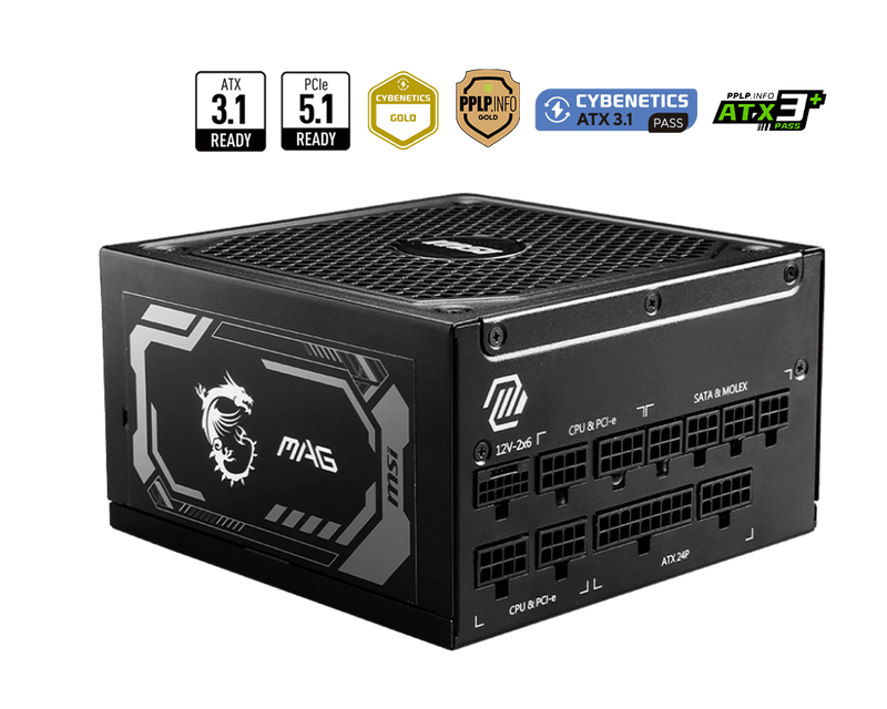 MSI 1250W A1250GL 80 PLUS GOLD FULLY MODULAR ATX 3.1 SMPS - SWIFT PERIPHERALS1092501