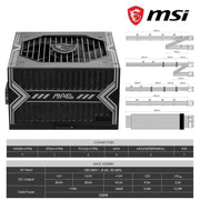 MSI 550W MAG A550BN 80 PLUS BRONZE NON MODULAR SMPS - SWIFT PERIPHERALS1082533