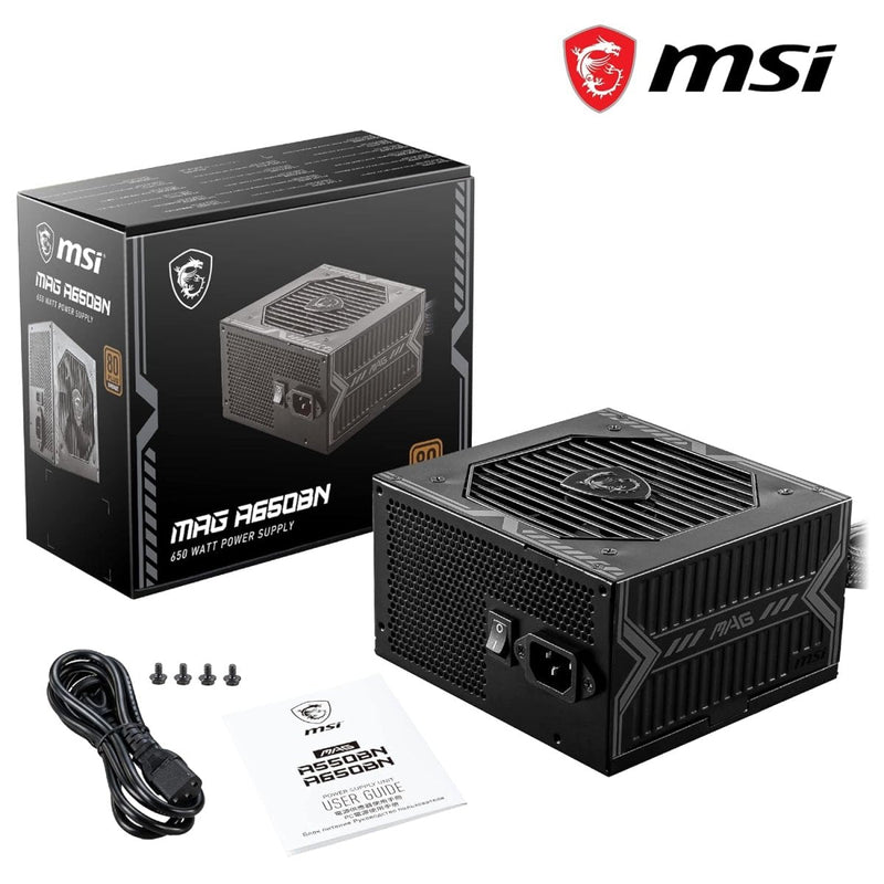 MSI 650W MAG A650BN 80 PLUS BRONZE NON MODULAR SMPS - SWIFT PERIPHERALS1082562