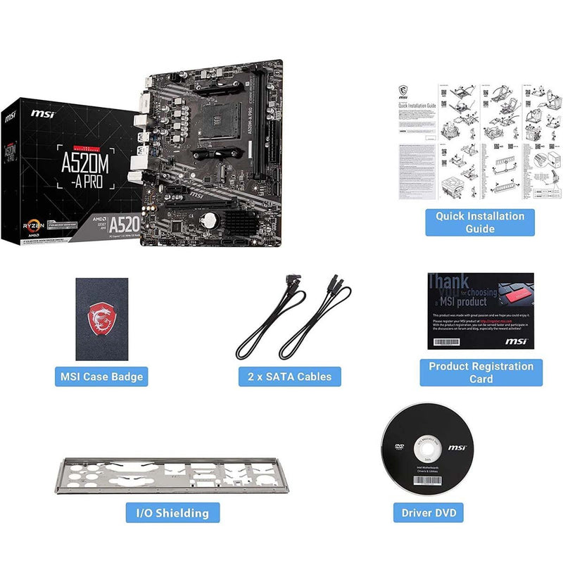 MSI A520M - A PRO AMD AM4 mATX Motherboard with Core Boost and Audio Boost - SWIFT PERIPHERALSA520M-A PRO