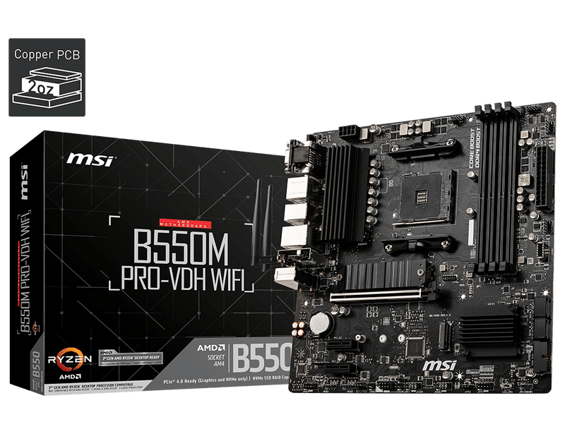 MSI B550M PRO VDH WIFI AMD AM4 MOTHERBOARD - SWIFT PERIPHERALS101231