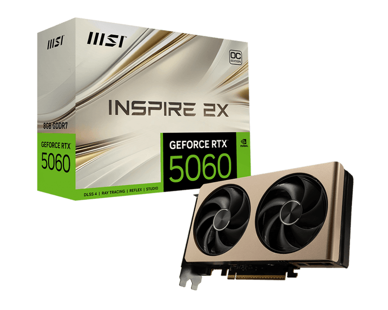 MSI GEFORCE RTX 5060 INSPIRE 2X OC 8GB GRAPHIC CARD - SWIFT PERIPHERALS1093903