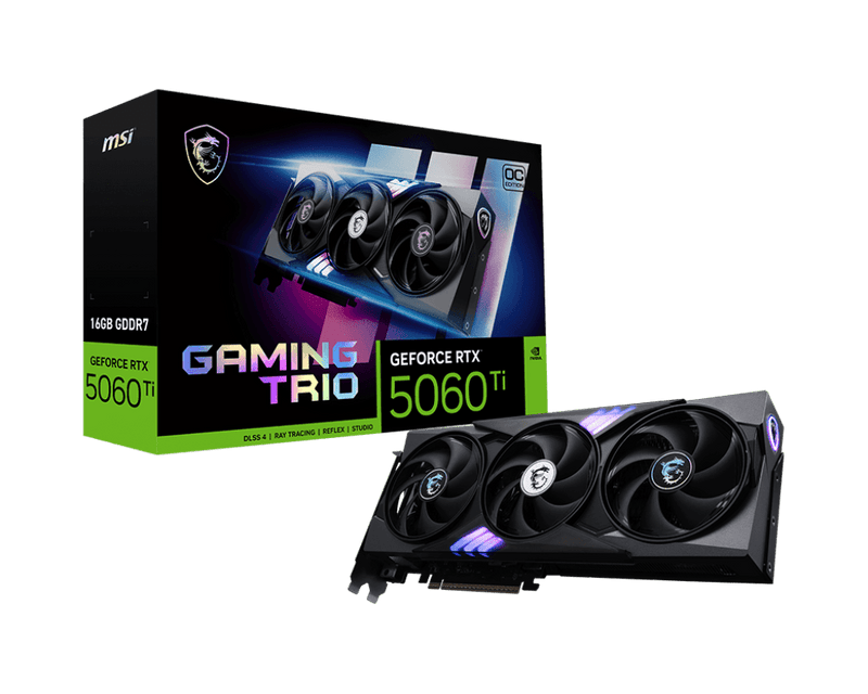 MSI GEFORCE RTX 5060 TI 16GB GAMING TRIO OC GRAPHIC CARD - SWIFT PERIPHERALS1093296