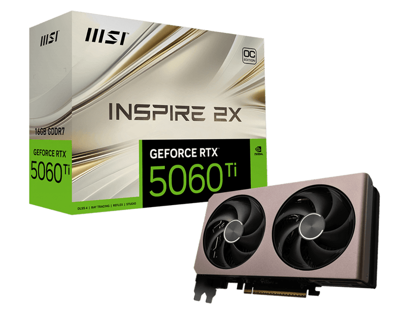 MSI GEFORCE RTX 5060 TI 16GB INSPIRE 2X OC GRAPHIC CARD - SWIFT PERIPHERALS1093297