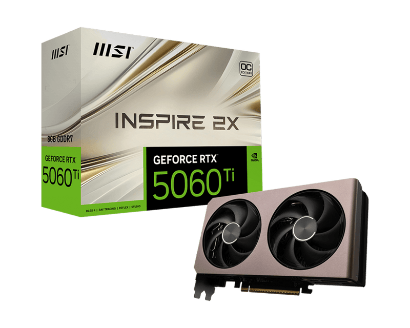 MSI GEFORCE RTX 5060 TI 8GB INSPIRE 2X OC GRAPHIC CARD - SWIFT PERIPHERALS1093300