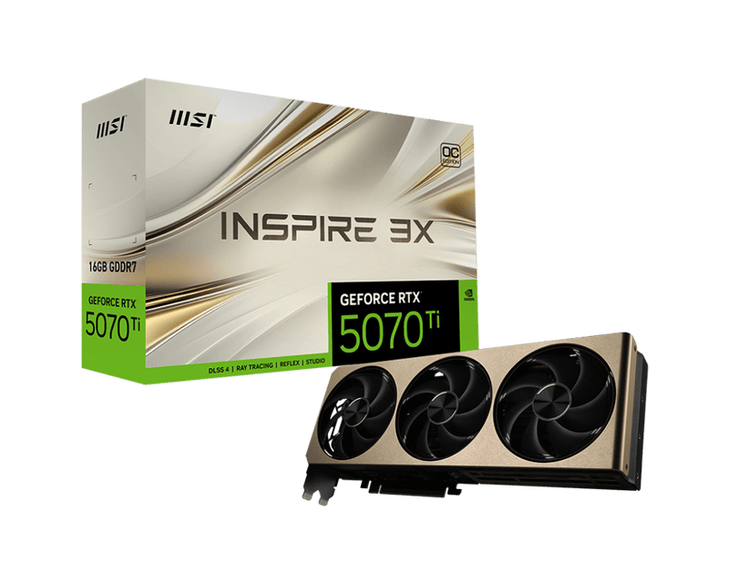 MSI GEFORCE RTX 5070 TI INSPIRE 3X OC PLUS 16GB GDDR7 GRAPHIC CARD - SWIFT PERIPHERALS1092575