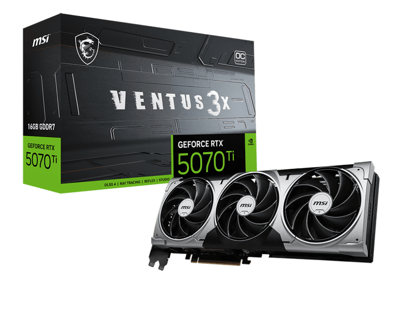 MSI GEFORCE RTX 5070 TI VENTUS 3X OC 16GB GDDR7 GRAPHIC CARD - SWIFT PERIPHERALS1092577