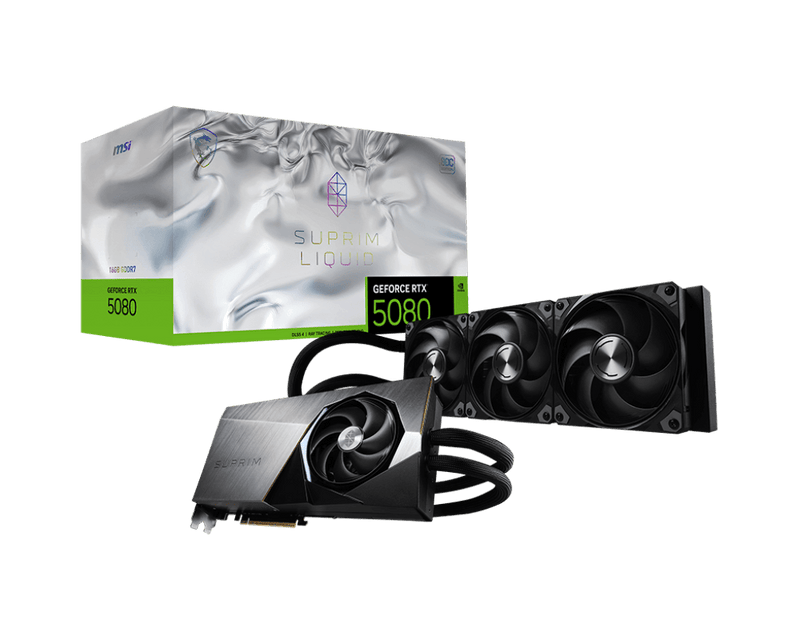 MSI GEFORCE RTX 5080 16G SUPRIM LIQUID SOC GRAPHIC CARD - SWIFT PERIPHERALS1092215