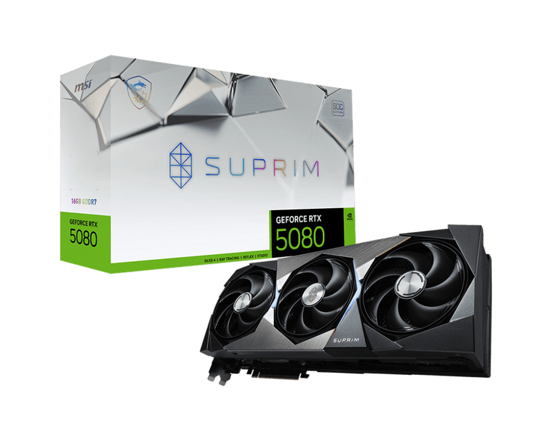 MSI GEFORCE RTX 5080 16G SUPRIM SOC GRAPHIC CARD - SWIFT PERIPHERALS1092216