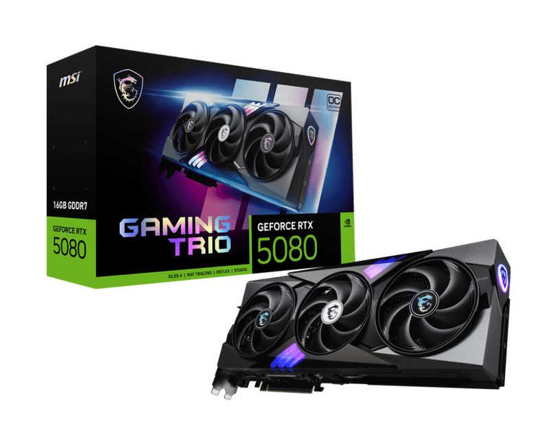 MSI GEFORCE RTX 5080 GAMING TRIO OC 16GB GDDR7 GRAPHIC CARD - SWIFT PERIPHERALS1092217