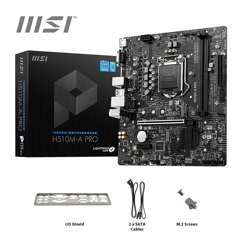 MSI H510M - A PRO Intel H510 LGA 1200 Micro - ATX Motherboard with PCIe 4.0 and USB 3.2 - SWIFT PERIPHERALSH510M-A-PRO