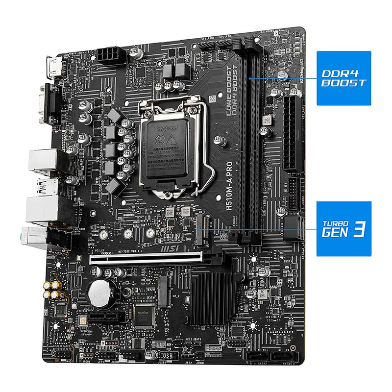 MSI H510M - A PRO Intel H510 LGA 1200 Micro - ATX Motherboard with PCIe 4.0 and USB 3.2 - SWIFT PERIPHERALSH510M-A-PRO