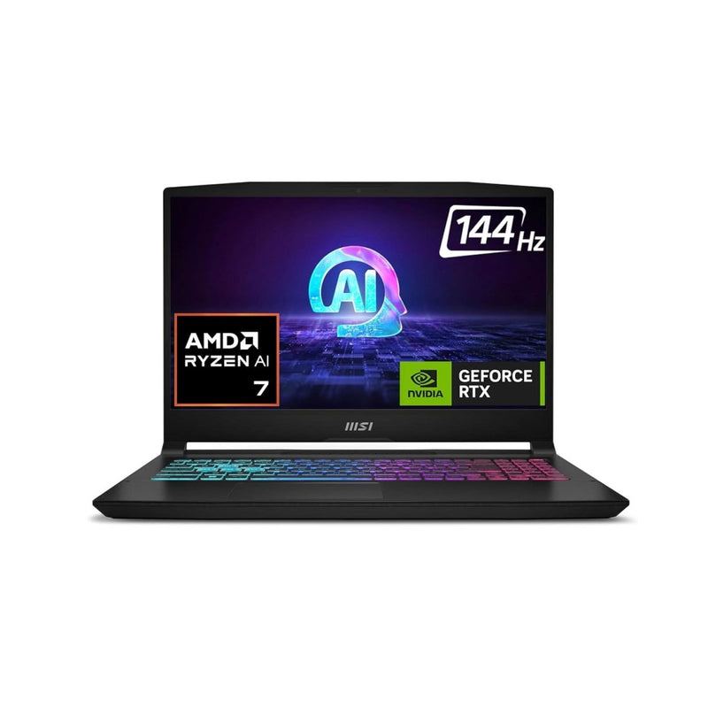 MSI KATANA A15 AI, AMD 8TH GEN. RYZEN 7 8845HS,BUILT - IN AI, 40CM FHD 144HZ GAMING LAPTOP (16GB/512GB NVME SSD/WINDOWS 11 HOME/MSO 2021/NVIDIA GEFORCE RTX 4050, GDDR6 6GB/BLACK/2.25KG) B8VE - 481IN - SWIFT PERIPHERALSKatana A15 AI B8VE-481IN