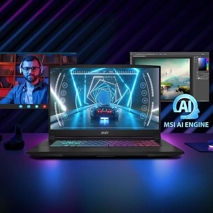 MSI KATANA A17 AI, AMD 8TH GEN. RYZEN 9 8945HS,BUILT - IN AI, 44CM LAPTOP(16GB/1TB NVME SSD/WINDOWS 11 HOME/NVIDIA GEFORCE RTX4050, 6GB GDDR6/BLACK/2.6KG), B8VE - 884IN - SWIFT PERIPHERALS1090308