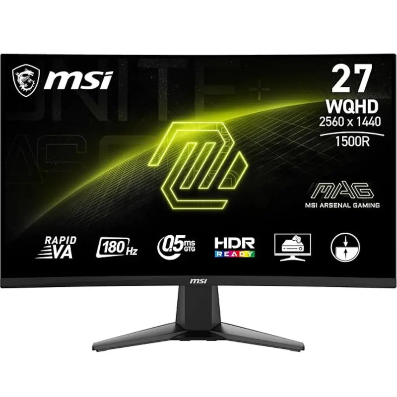 MSI MAG 27CQ6PF 27" WQHD 180Hz Curved Gaming Monitor - 0.5ms Response Time, HDR Ready and Rapid VA Panel - SWIFT PERIPHERALSMAG 27CQ6PF